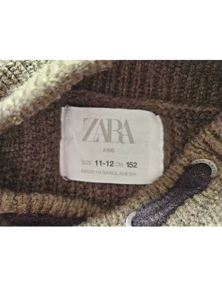 Pulover tricotat copii culoare kaki Zara