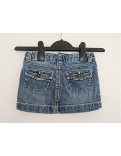 Fusta de blugi accesorizata cu floricica multicolora JOE 2