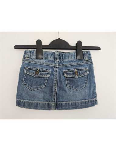 Fusta de blugi accesorizata cu floricica multicolora JOE