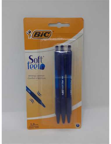 Bic Pachet 3 Pixuri Soft Feel Clic Grip Albastru