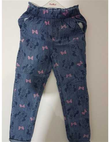 Pantaloni de blugi pentru fetite cu imprimeu fundite si Minnie