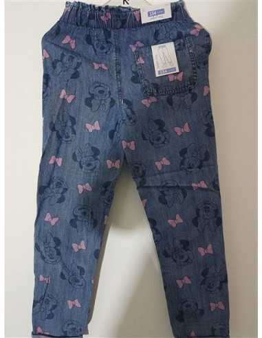 Pantaloni de blugi pentru fetite cu imprimeu fundite si Minnie