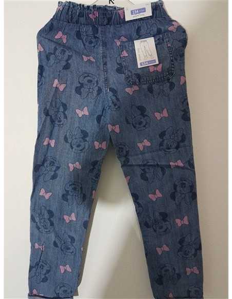 Pantaloni de blugi pentru fetite cu imprimeu fundite si Minnie