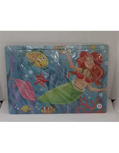 Puzzle pentru copii sirena cu pesti 15 piese