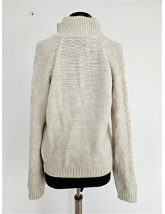 Pulover dama crosetat model cu fermoar la piept Stradivarius 2