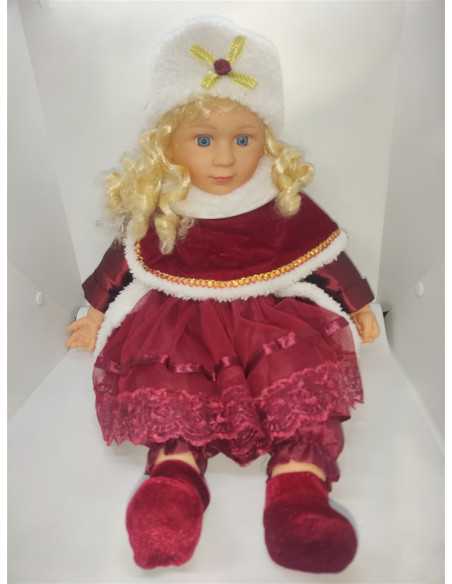 Papusa retro cu imbracaminte de Craciun 50 cm